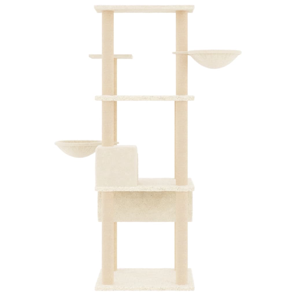 Kattenmeubel met sisal krabpalen 141 cm crèmekleurig