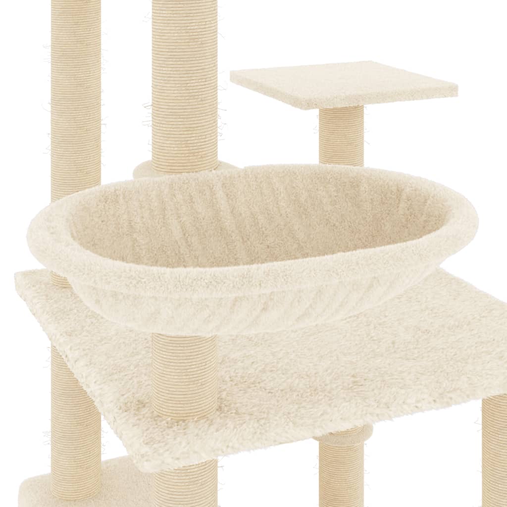 Kattenmeubel met sisal krabpalen 141 cm crèmekleurig