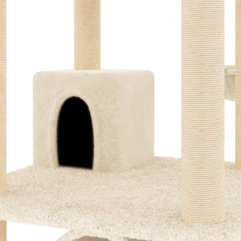 Kattenmeubel met sisal krabpalen 141 cm crèmekleurig