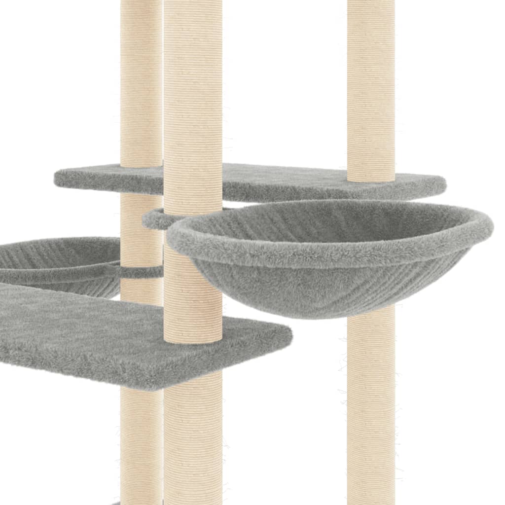 Kattenmeubel met sisal krabpalen 133 cm lichtgrijs