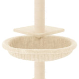 Kattenmeubel met sisal krabpalen 72 cm crèmekleurig