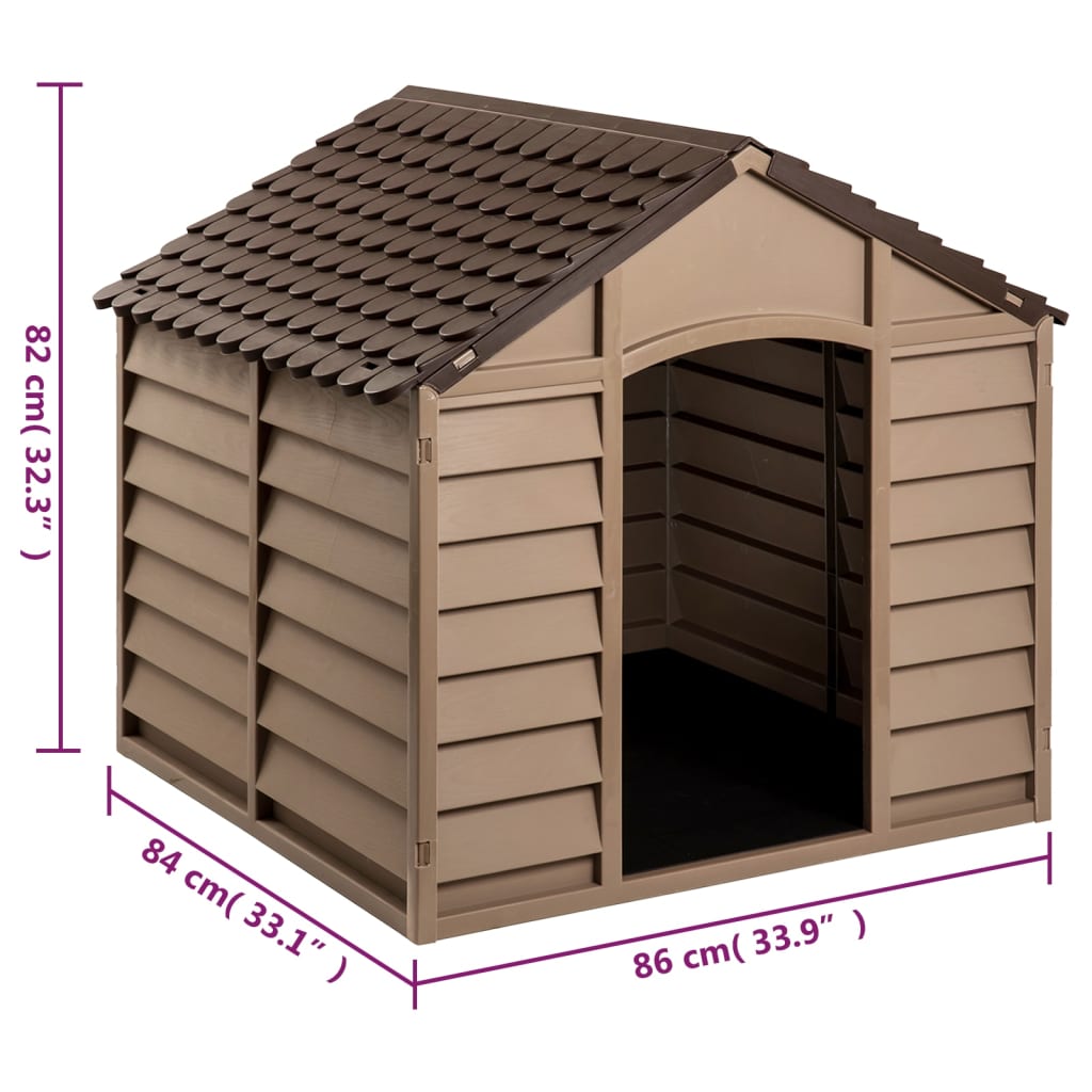 Hondenhok 86x84x82 cm polypropeen bruin