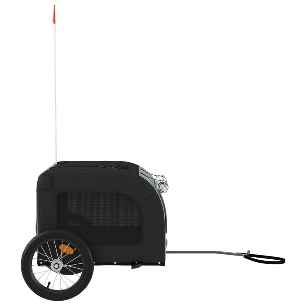 Hondenfietstrailer oxford stof en ijzer zwart en grijs - AllerleiShop