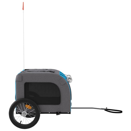 Hondenfietstrailer oxford stof en ijzer blauw en grijs