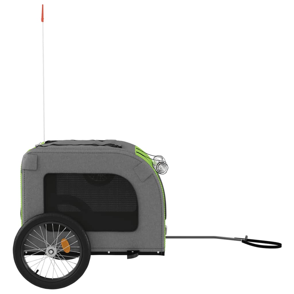 Hondenfietstrailer oxford stof en ijzer groen en grijs - AllerleiShop