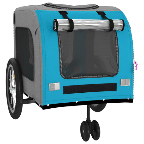 Hondenfietstrailer oxford stof en ijzer blauw en grijs