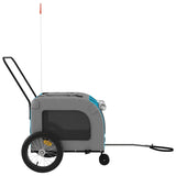 Hondenfietstrailer oxford stof en ijzer blauw en grijs