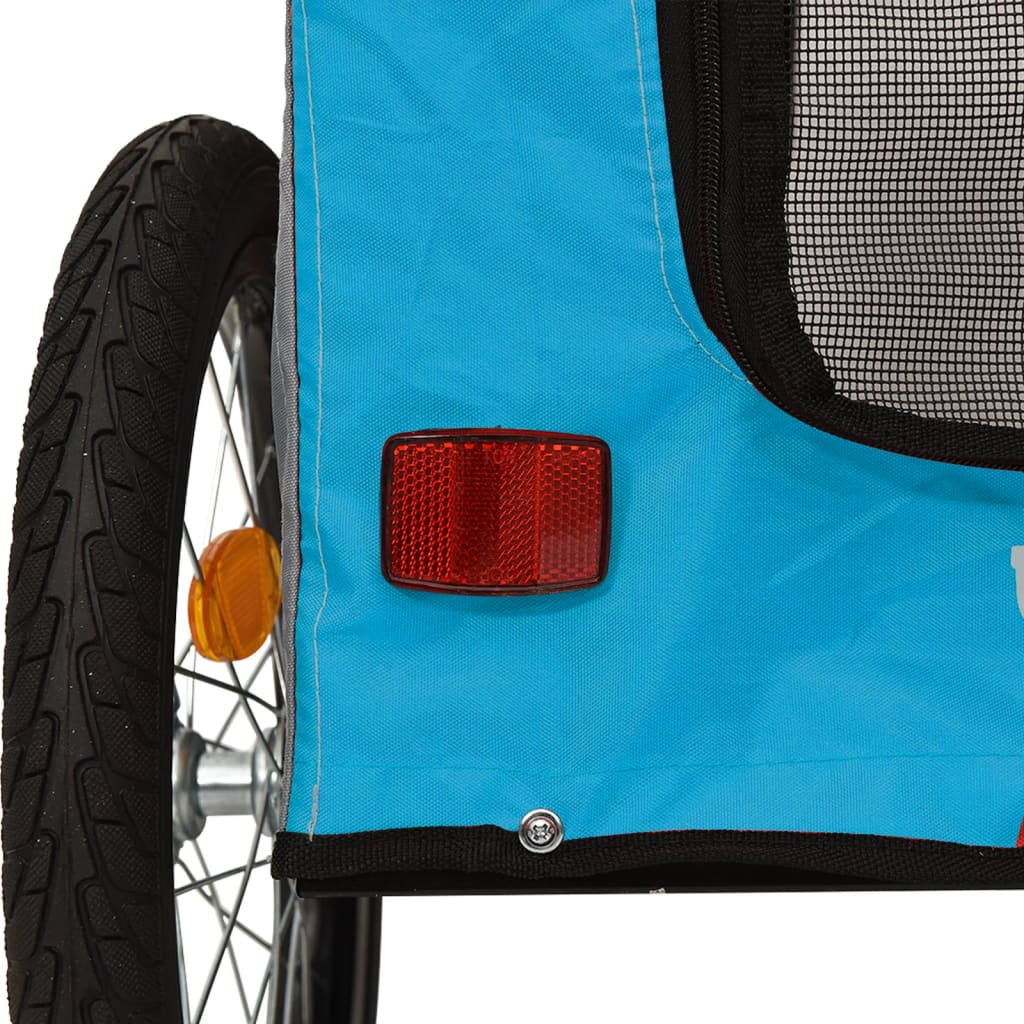 Hondenfietstrailer oxford stof en ijzer blauw en grijs