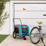 Hondenfietstrailer oxford stof en ijzer blauw en grijs