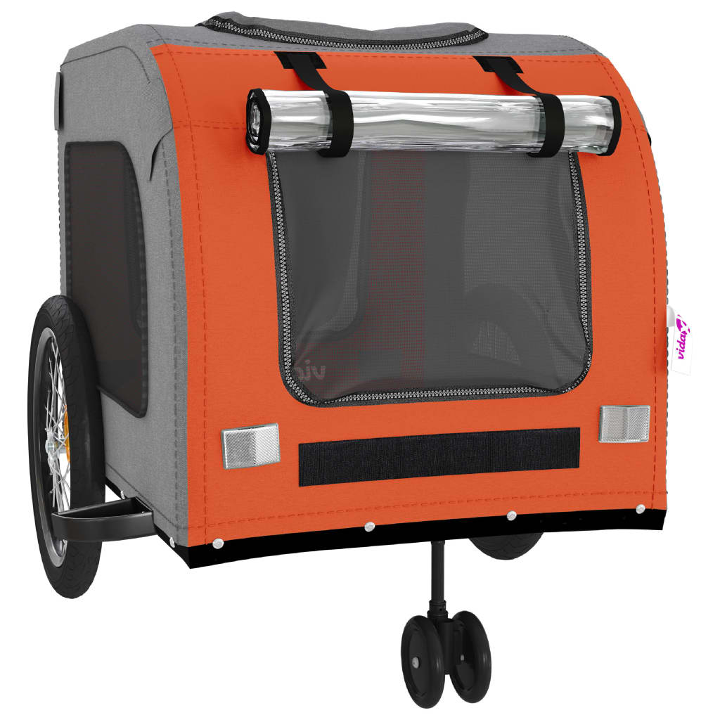 Hondenfietstrailer oxford stof en ijzer oranje en grijs - AllerleiShop