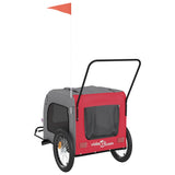 Hondenfietstrailer oxford stof en ijzer rood en grijs - AllerleiShop