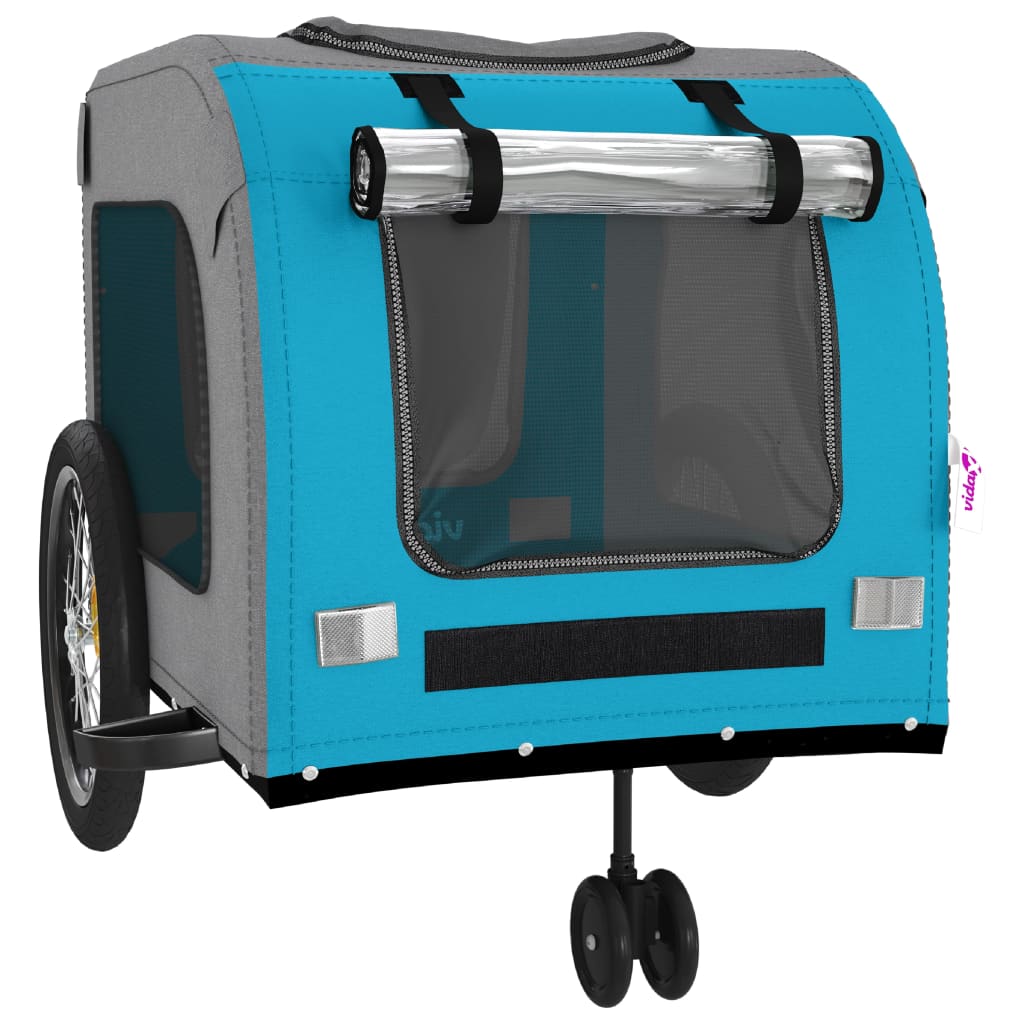 Hondenfietstrailer oxford stof en ijzer blauw en grijs - AllerleiShop