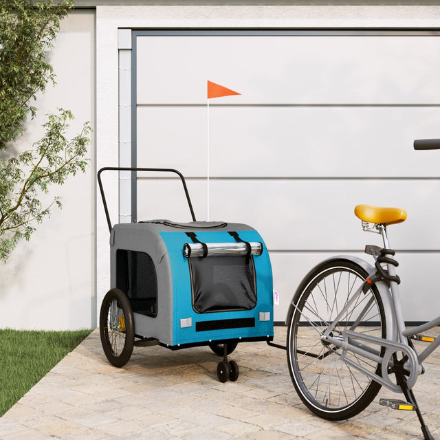 Hondenfietstrailer oxford stof en ijzer blauw en grijs - AllerleiShop