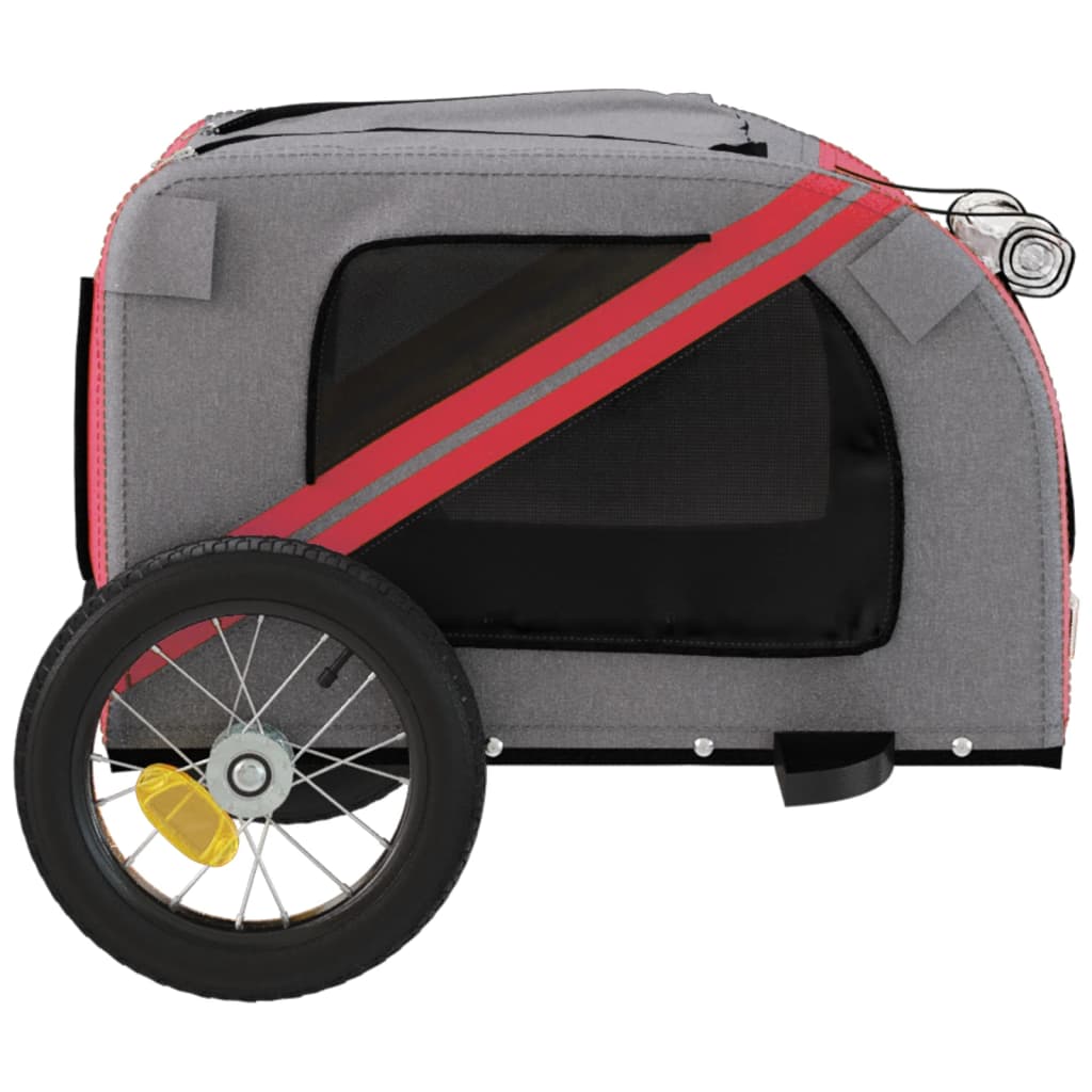 Hondenfietstrailer oxford stof en ijzer rood en grijs - AllerleiShop