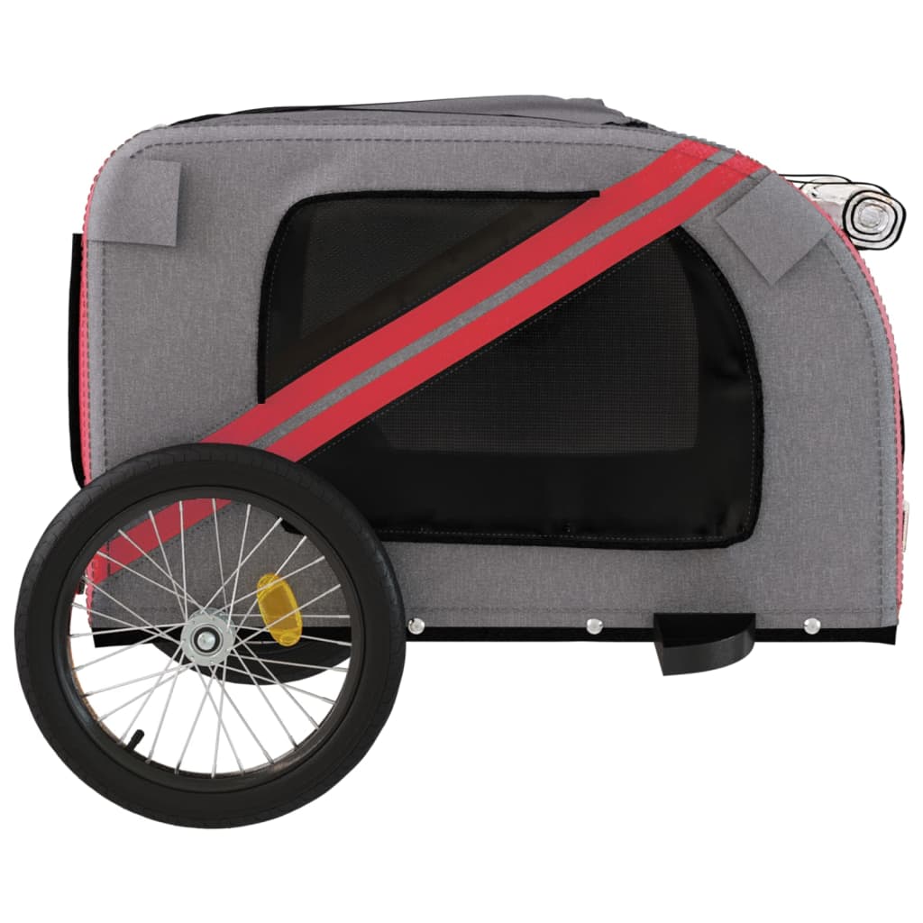 Hondenfietstrailer oxford stof en ijzer rood en grijs - AllerleiShop