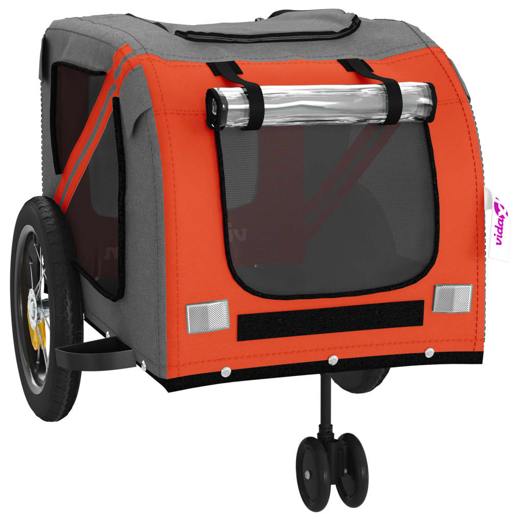 Hondenfietstrailer oxford stof en ijzer oranje en zwart - AllerleiShop