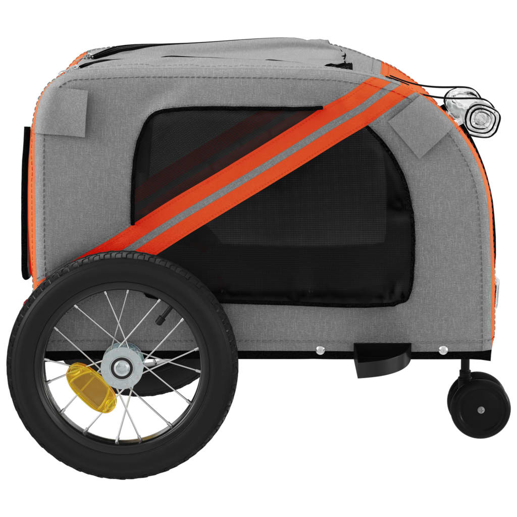 Hondenfietstrailer oxford stof en ijzer oranje en zwart - AllerleiShop