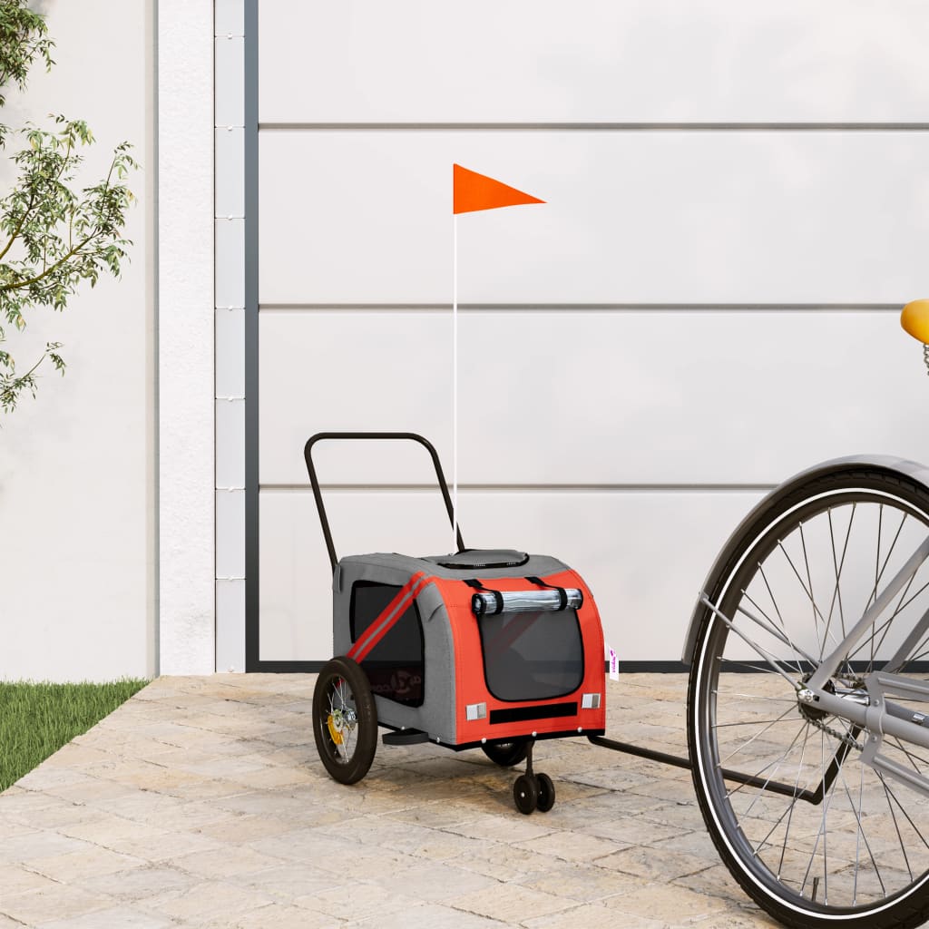 Hondenfietstrailer oxford stof en ijzer oranje en zwart