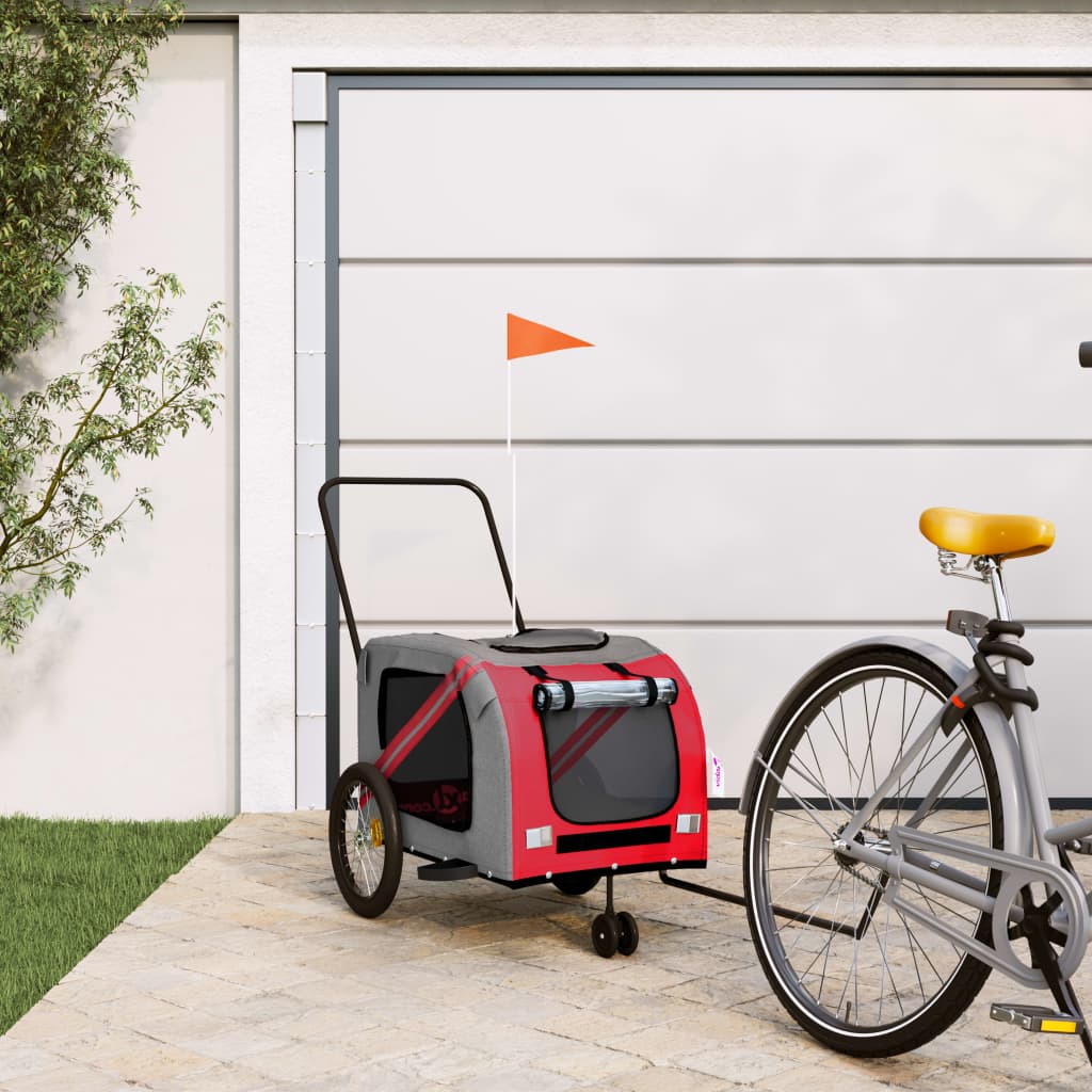 Hondenfietstrailer oxford stof en ijzer oranje en grijs