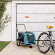 Hondenfietstrailer oxford stof en ijzer blauw en grijs