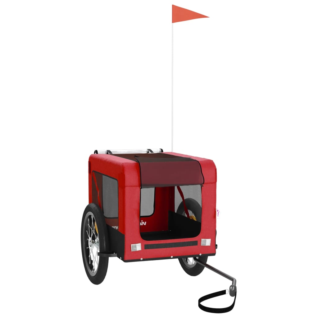 Hondenfietstrailer oxford stof en ijzer rood en zwart - AllerleiShop