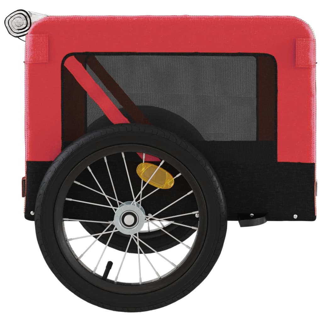 Hondenfietstrailer oxford stof en ijzer rood en zwart - AllerleiShop