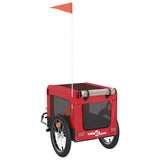 Hondenfietstrailer oxford stof en ijzer rood en zwart - AllerleiShop