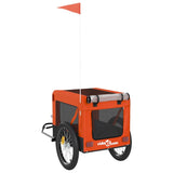 Hondenfietstrailer oxford stof en ijzer oranje en zwart