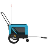 Hondenfietstrailer oxford stof en ijzer blauw en zwart