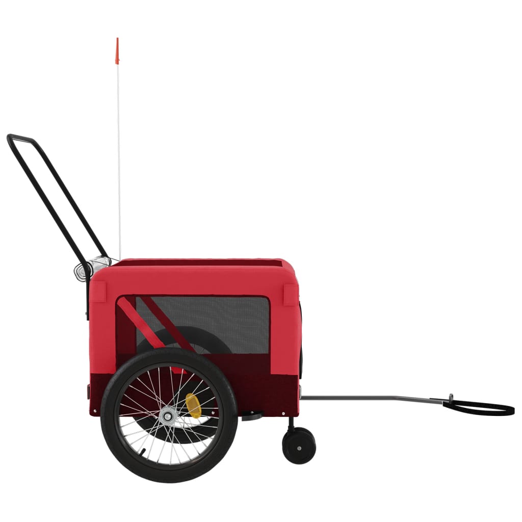 Hondenfietstrailer oxford stof en ijzer rood en zwart - AllerleiShop