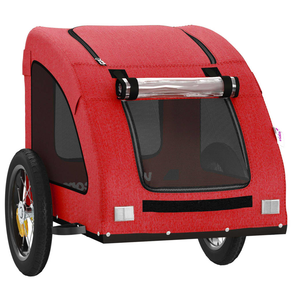 Hondenfietstrailer oxford stof en ijzer rood