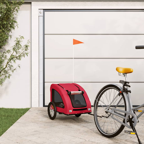 Hondenfietstrailer oxford stof en ijzer rood