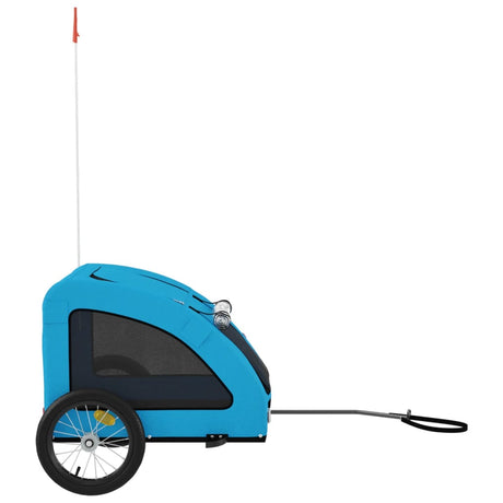 Hondenfietstrailer oxford stof en ijzer blauw