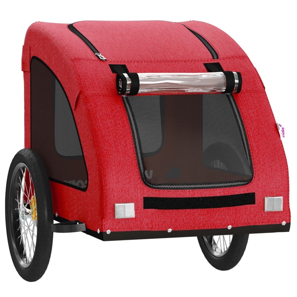 Hondenfietstrailer oxford stof en ijzer rood