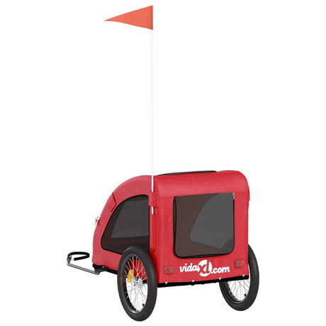 Hondenfietstrailer oxford stof en ijzer rood