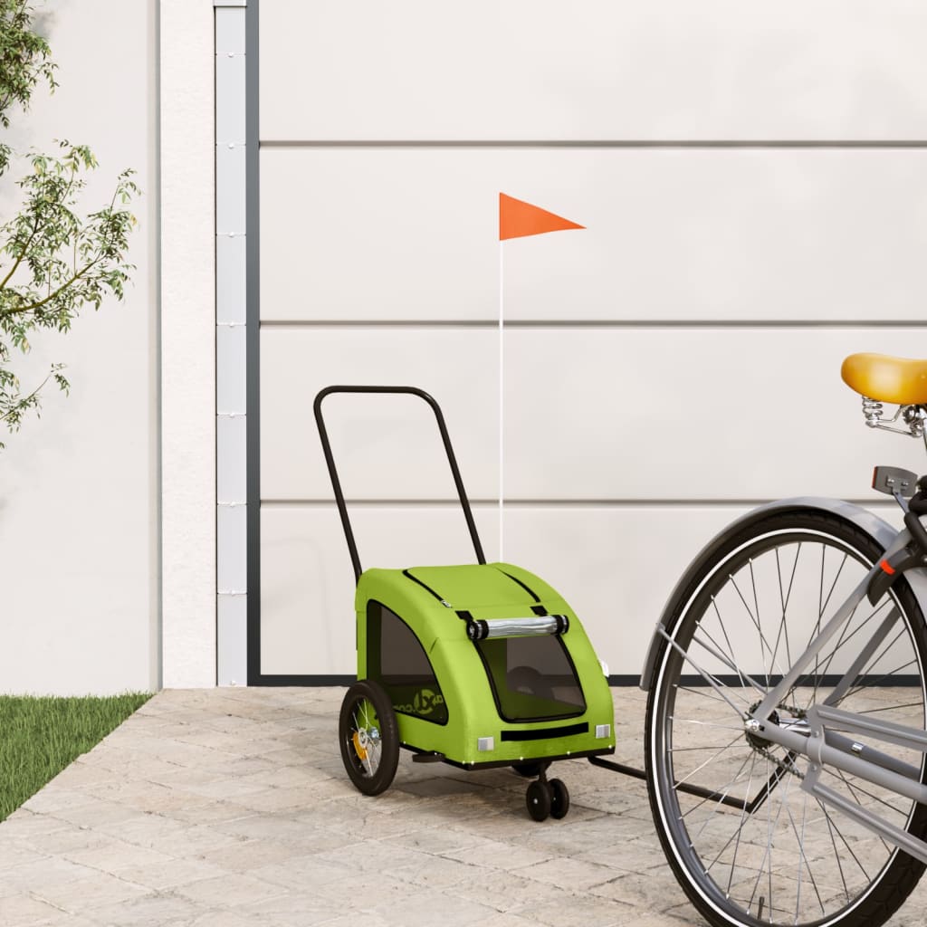 Hondenfietstrailer oxford stof en ijzer groen - AllerleiShop