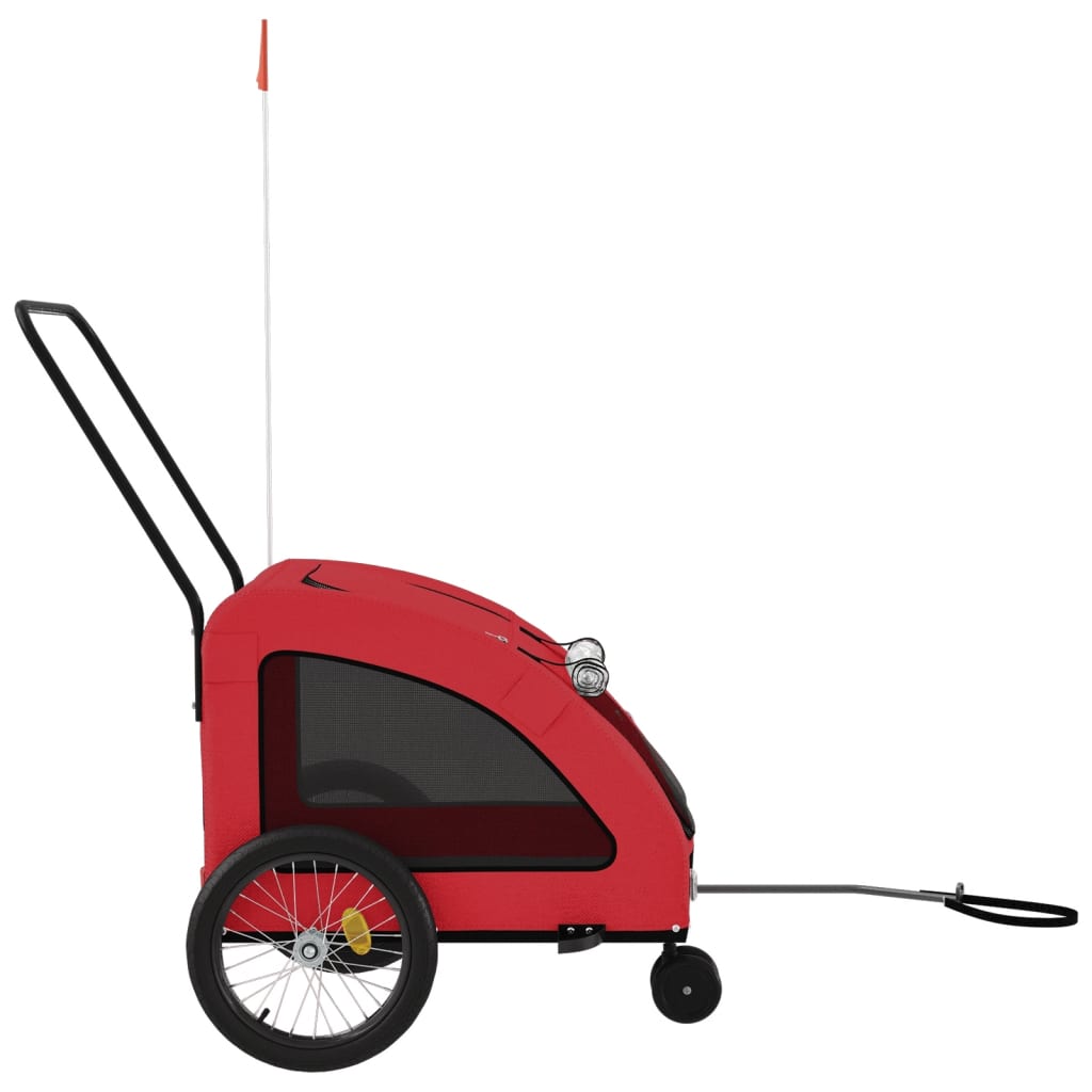 Hondenfietstrailer oxford stof en ijzer rood