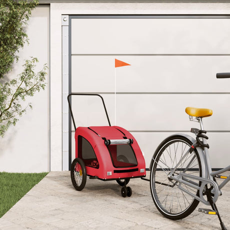 Hondenfietstrailer oxford stof en ijzer rood