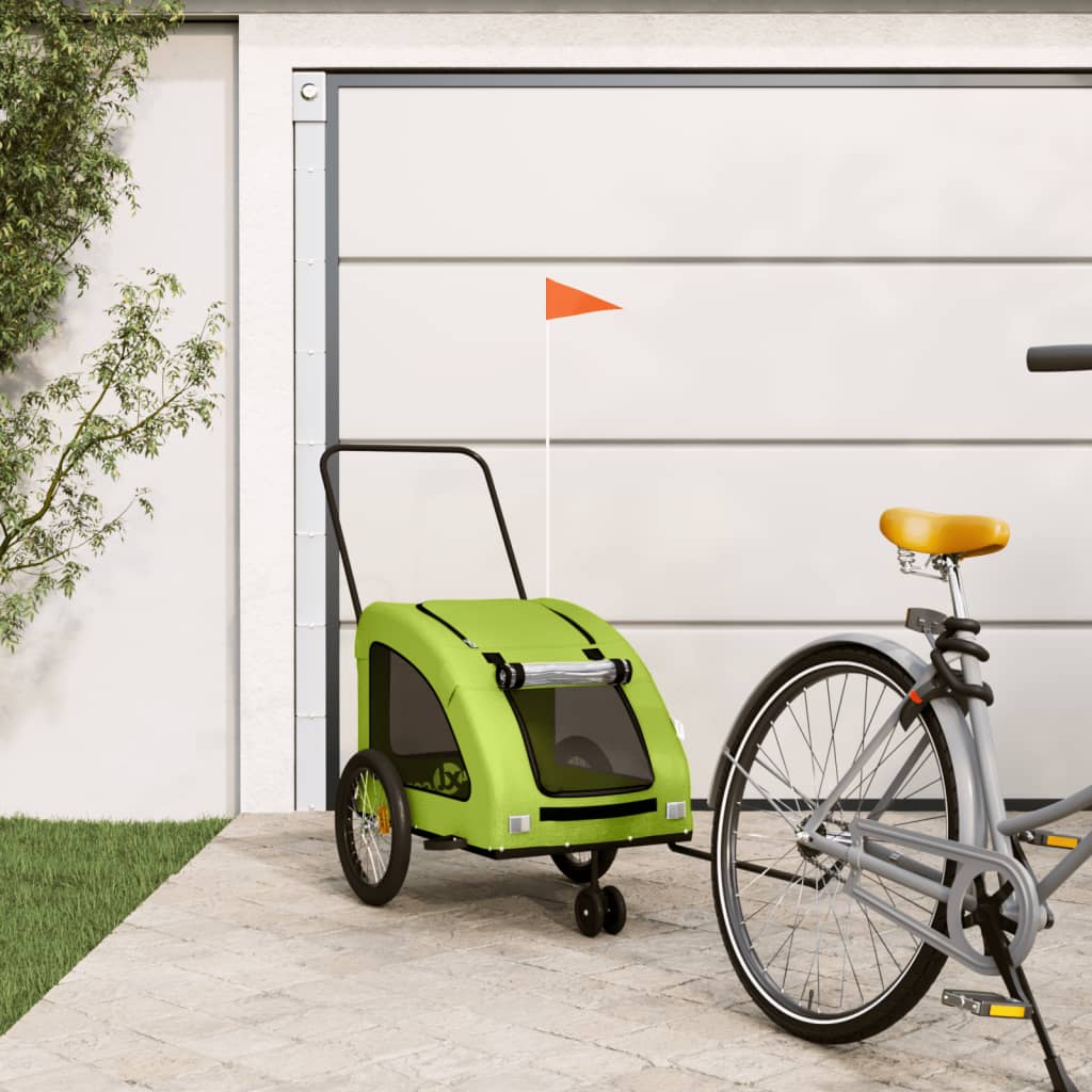 Hondenfietstrailer oxford stof en ijzer groen - AllerleiShop