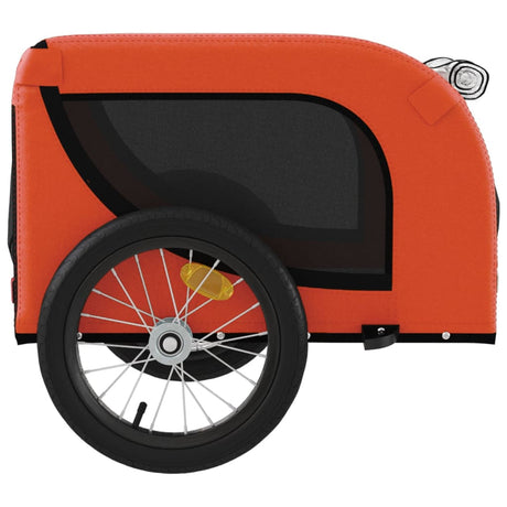 Hondenfietstrailer oxford stof en ijzer oranje en zwart