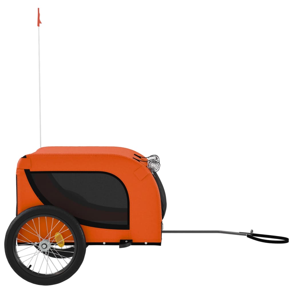 Hondenfietstrailer oxford stof en ijzer oranje en zwart - AllerleiShop