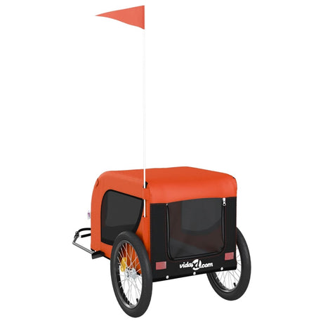 Hondenfietstrailer oxford stof en ijzer oranje en zwart - AllerleiShop