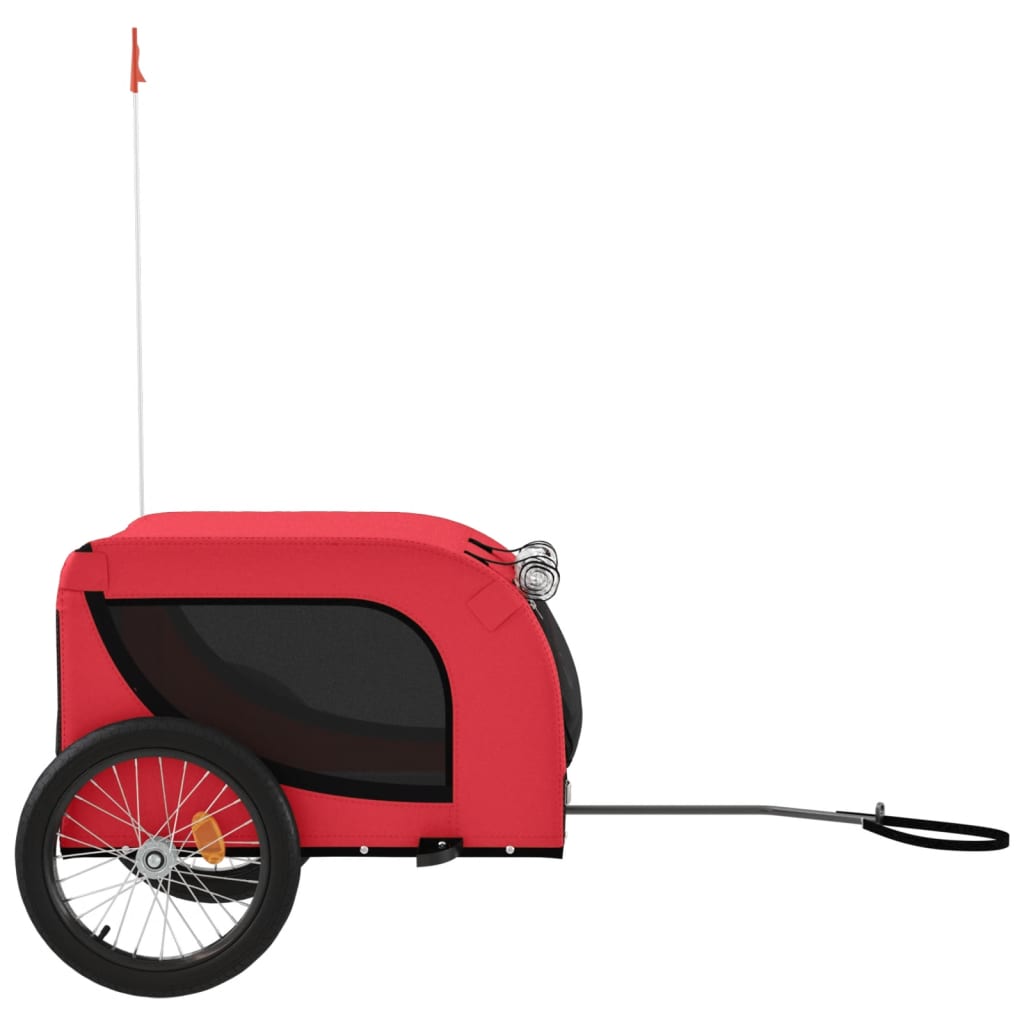 Hondenfietstrailer oxford stof en ijzer rood en zwart - AllerleiShop