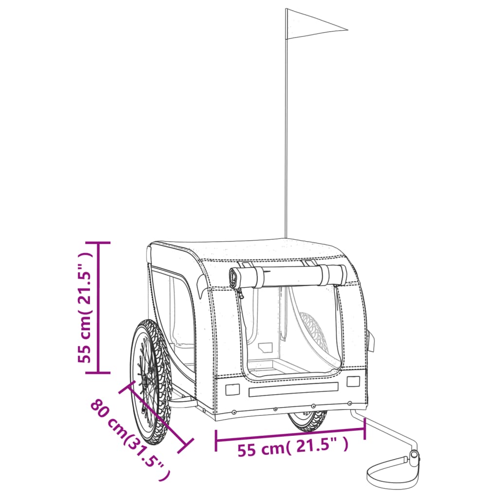 Hondenfietstrailer oxford stof en ijzer rood en zwart - AllerleiShop