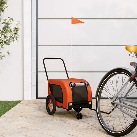 Hondenfietstrailer oxford stof en ijzer oranje en zwart