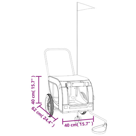 Hondenfietstrailer oxford stof en ijzer grijs en zwart