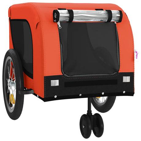 Hondenfietstrailer oxford stof en ijzer oranje en zwart - AllerleiShop