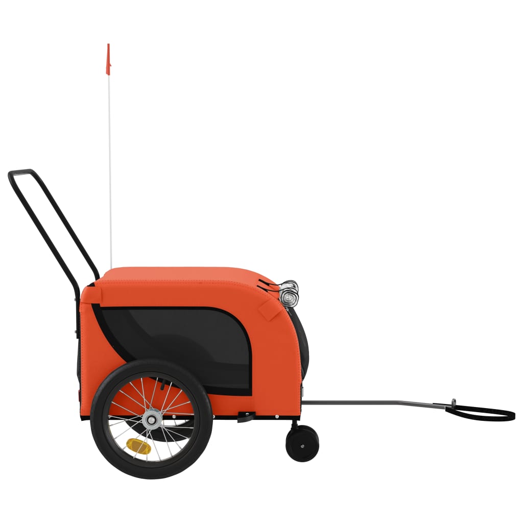 Hondenfietstrailer oxford stof en ijzer oranje en zwart - AllerleiShop