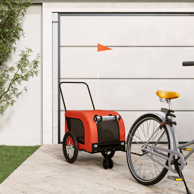 Hondenfietstrailer oxford stof en ijzer oranje en zwart - AllerleiShop