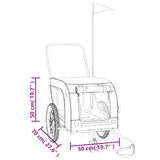 Hondenfietstrailer oxford stof en ijzer grijs en zwart